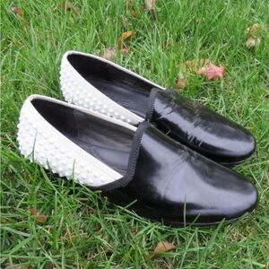 Gentle Souls Black and White Studded Loafers
